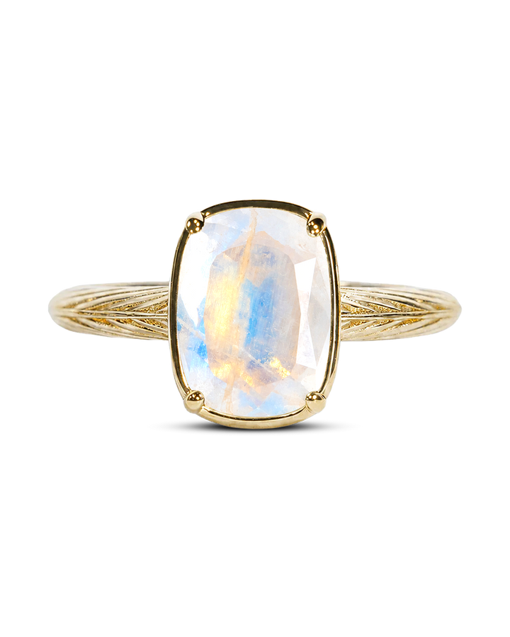 Sterling Silver Mini Moonstone Elongated Cushion Ring