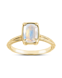 Sterling Silver Mini Moonstone Elongated Cushion Ring