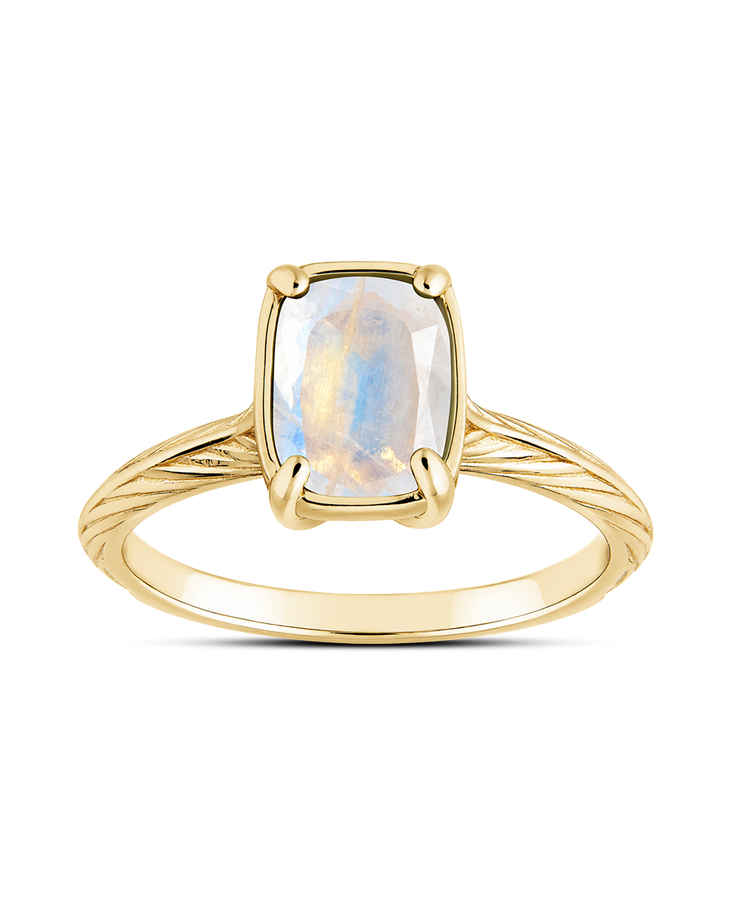 Sterling Silver Mini Moonstone Elongated Cushion Ring