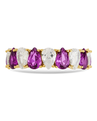 Sterling Silver Pear Cut Amethyst CZ Celebration Band Ring