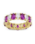 Sterling Silver Pear Cut Amethyst CZ Celebration Band Ring