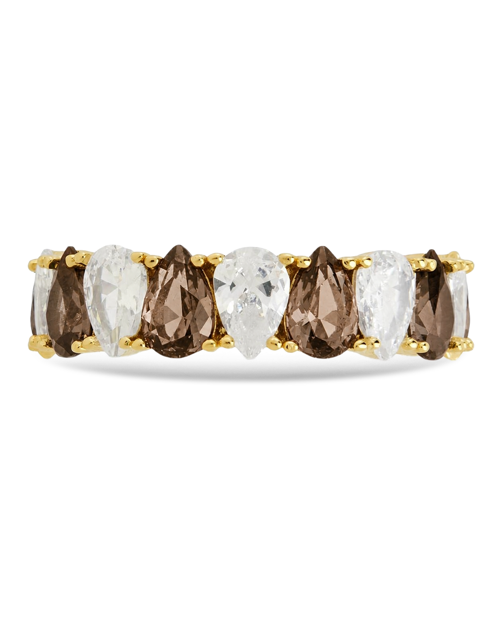Sterling Silver Pear Cut Chocolate CZ Celebration Band Ring