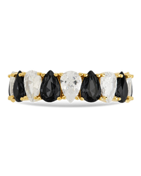 Sterling Silver Pear Cut Black CZ Celebration Band Ring