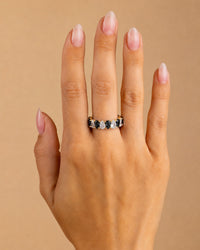 Sterling Silver Pear Cut Black CZ Celebration Band Ring