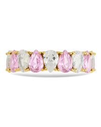 Sterling Silver Pear Cut Light Pink CZ Celebration Band Ring