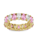 Sterling Silver Pear Cut Light Pink CZ Celebration Band Ring