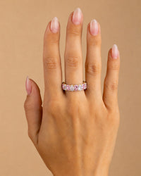 Sterling Silver Pear Cut Light Pink CZ Celebration Band Ring