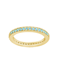 Sterling Silver 2.5mm Thin Aquamarine CZ Band Ring