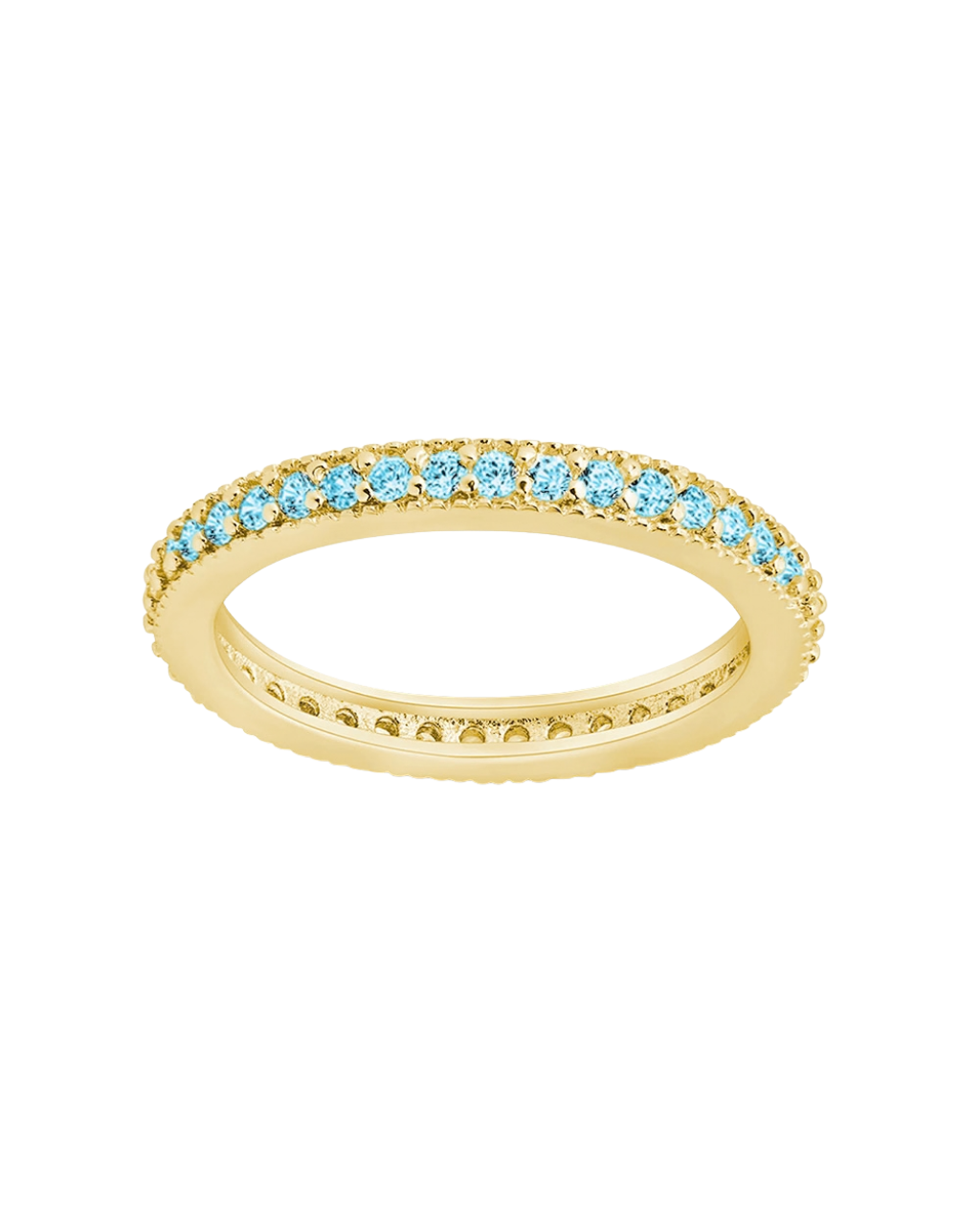 Sterling Silver 2.5mm Thin Aquamarine CZ Band Ring