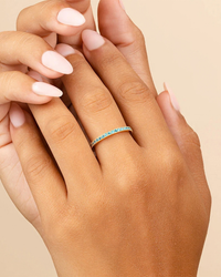 Sterling Silver 2.5mm Thin Aquamarine CZ Band Ring