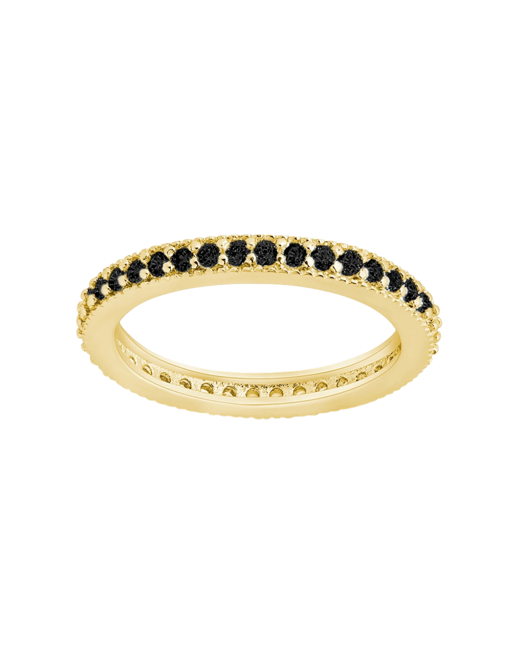 Sterling Silver 2.5mm Thin Black CZ Band Ring