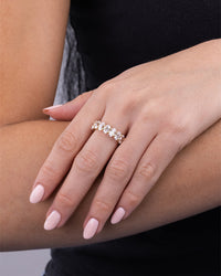Sterling Silver Oval Cut CZ Eternity Ring