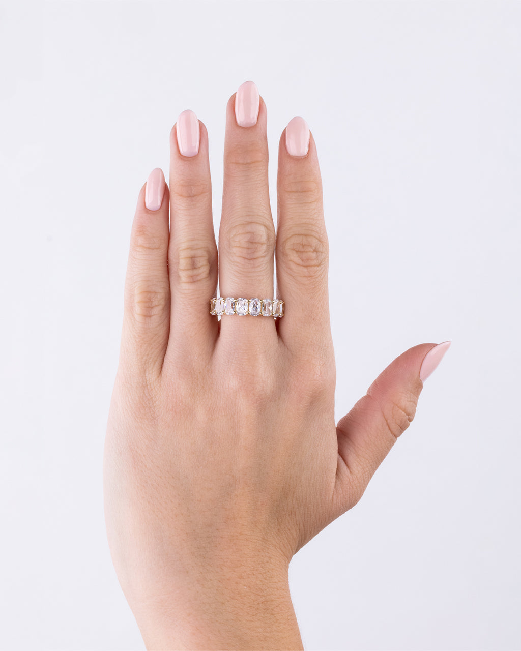 Sterling Silver Cushion Cut CZ Eternity Ring