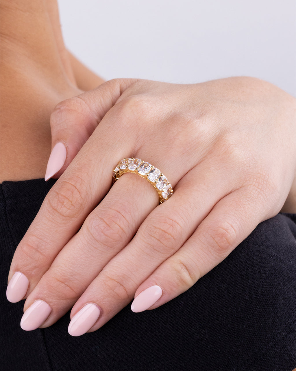 Sterling Silver Cushion Cut CZ Eternity Ring