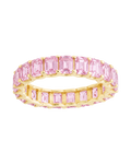 Sterling Silver Rio Baguette Pink Sapphire CZ Ring