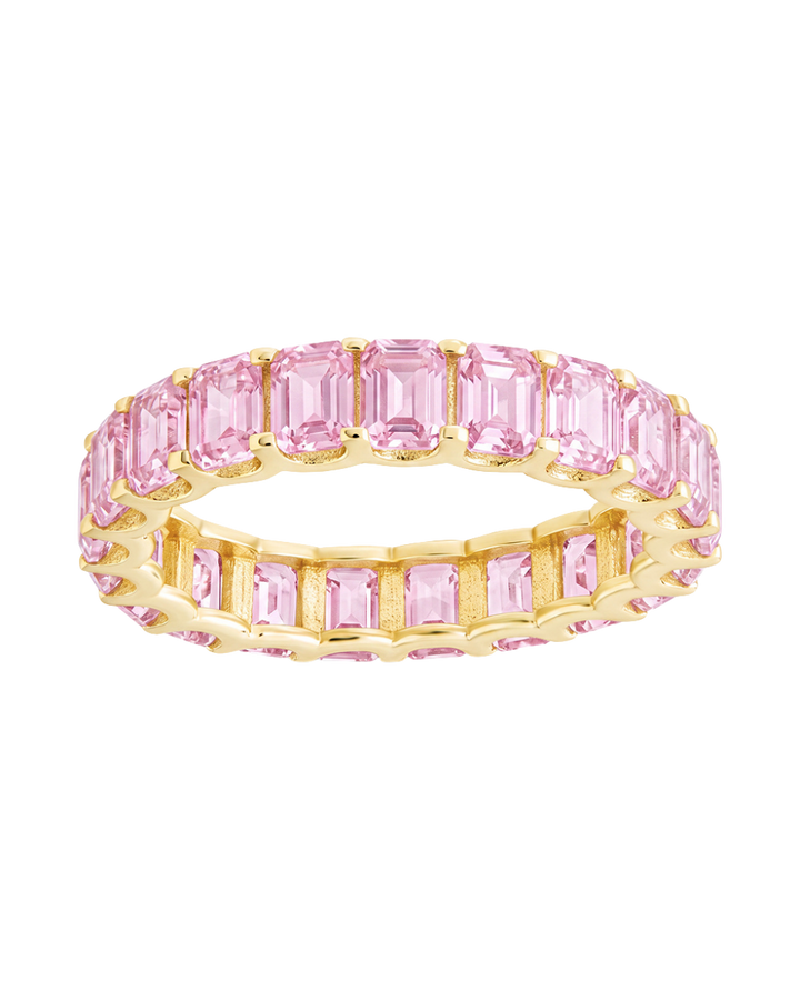 Sterling Silver Rio Baguette Pink Sapphire CZ Ring