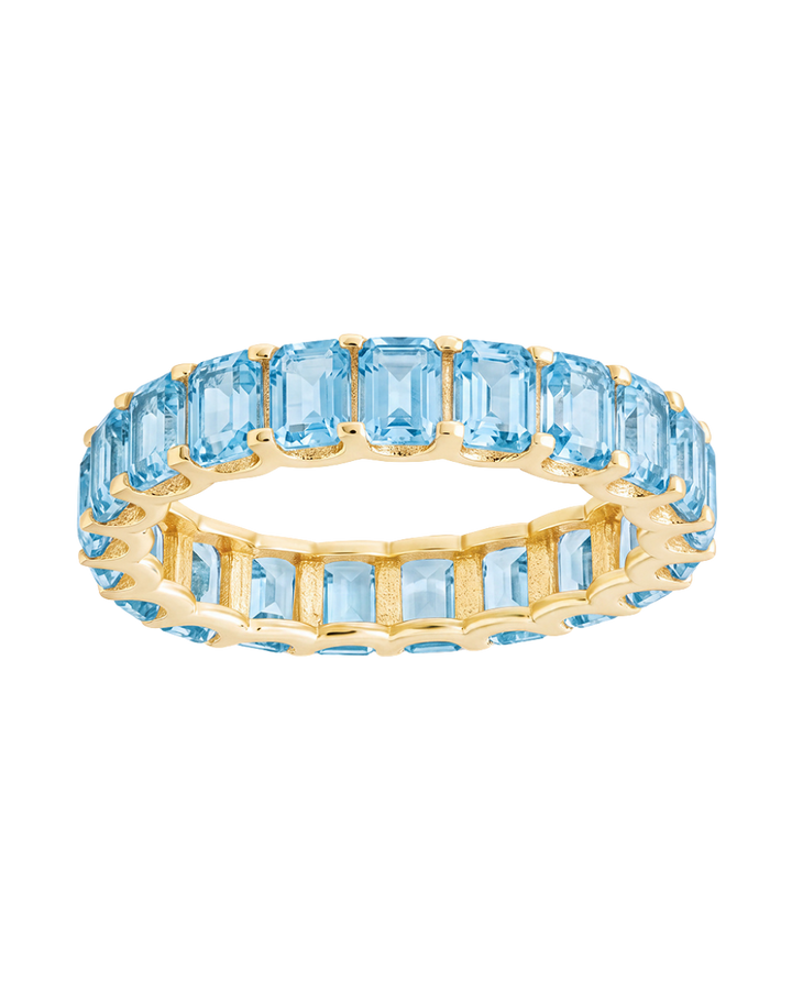 Sterling Silver Rio Baguette Aquamarine CZ Ring