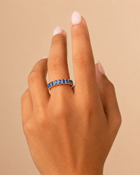 Sterling Silver Rio Baguette Sapphire CZ Ring