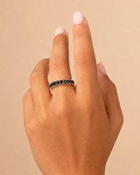Sterling Silver Rio Baguette Black CZ Ring