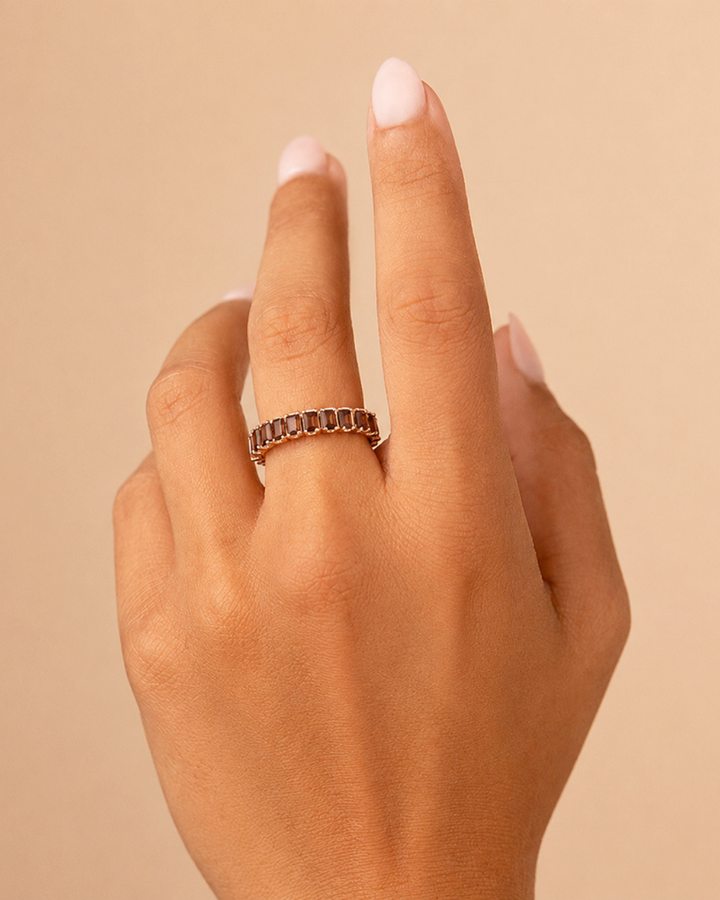Sterling Silver Rio Baguette Chocolate CZ Ring