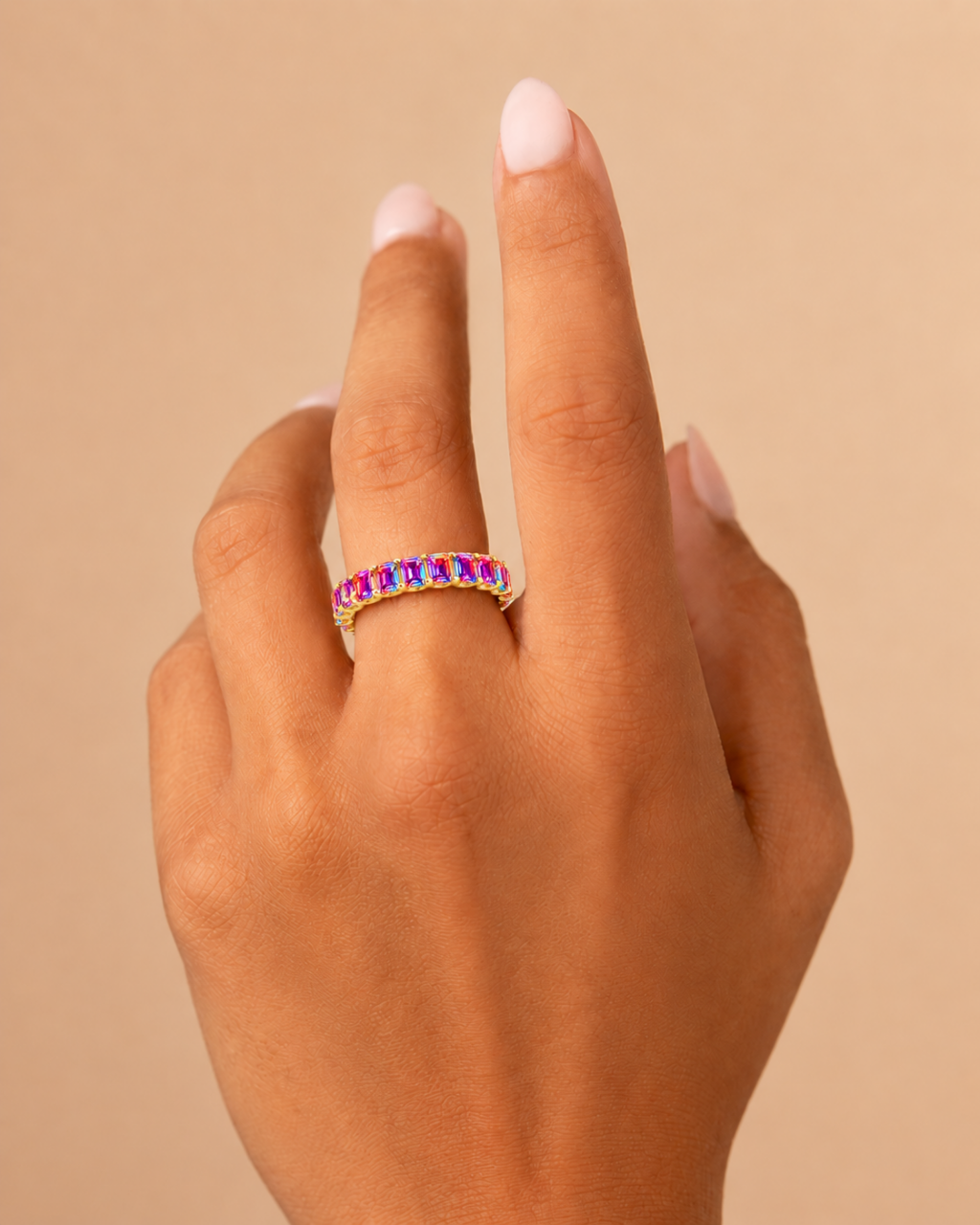 Sterling Silver Rio Baguette Iridescent CZ Ring