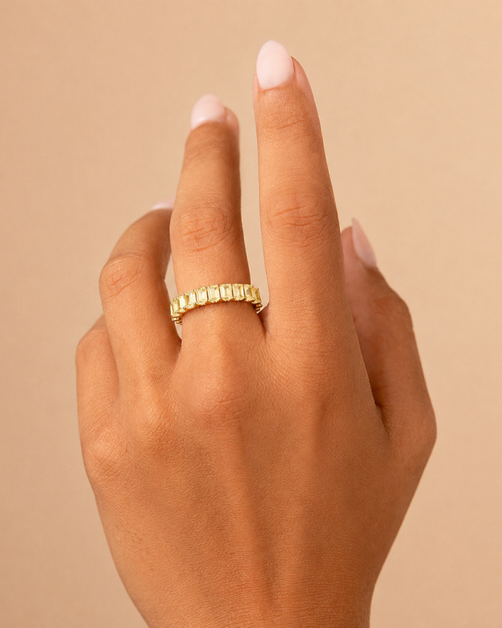 Sterling Silver Rio Baguette Light Yellow CZ Ring