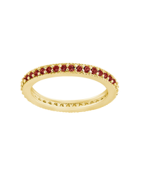 Sterling Silver 2.5mm Thin Garnet CZ Band Ring