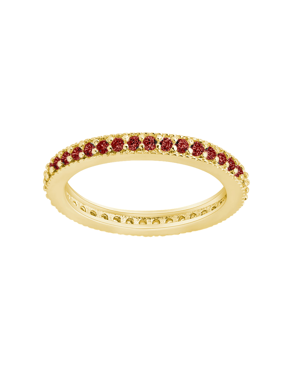 Sterling Silver 2.5mm Thin Garnet CZ Band Ring