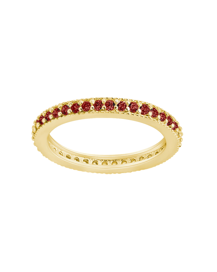 Sterling Silver 2.5mm Thin Garnet CZ Band Ring