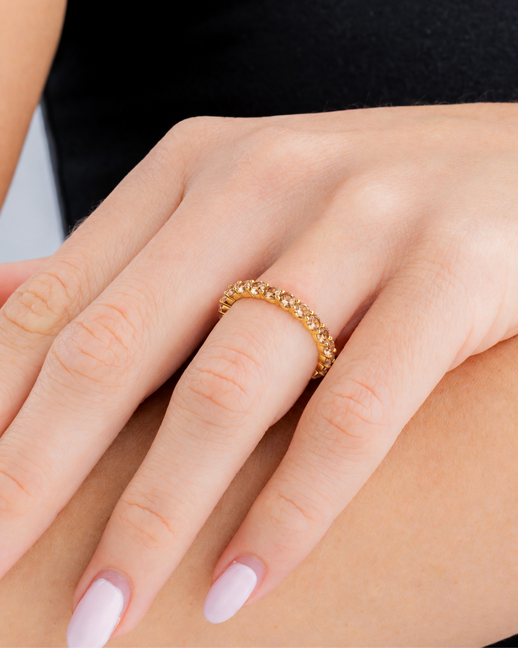 Sterling Silver Gracie Champagne CZ Eternity Ring