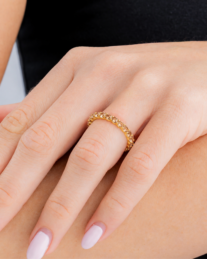 Sterling Silver Gracie Champagne CZ Eternity Ring
