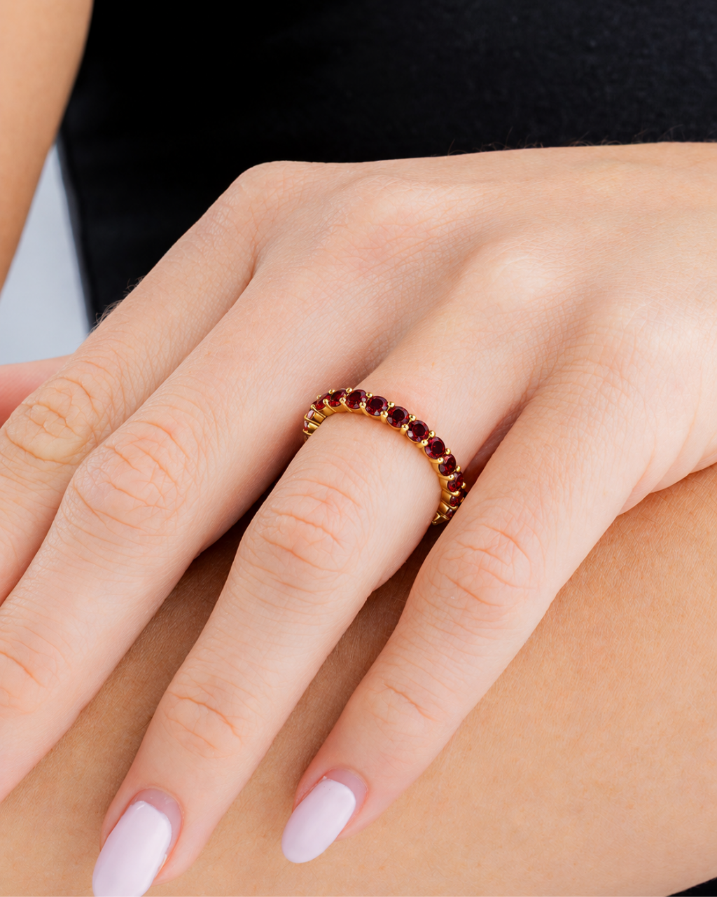 Sterling Silver Gracie Garnet CZ Eternity Ring