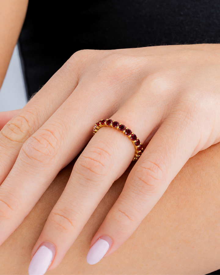 Sterling Silver Gracie Garnet CZ Eternity Ring