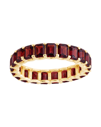 Sterling Silver Rio Baguette Garnet CZ Ring