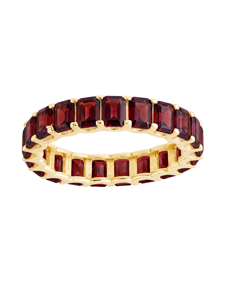 Sterling Silver Rio Baguette Garnet CZ Ring