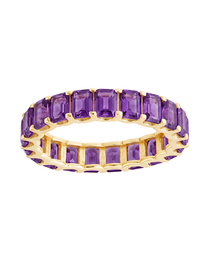 Sterling Silver Rio Baguette Amethyst CZ Ring