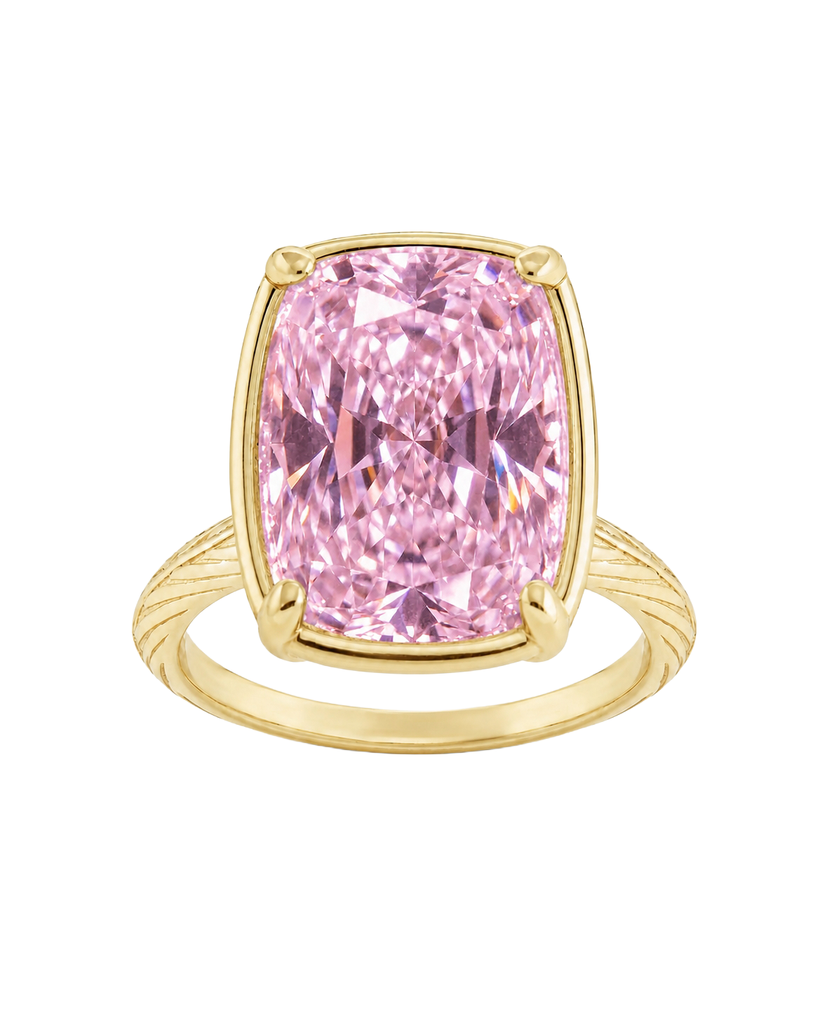 Sterling Silver Midi Elongated Cushion Pink Sapphire CZ Ring