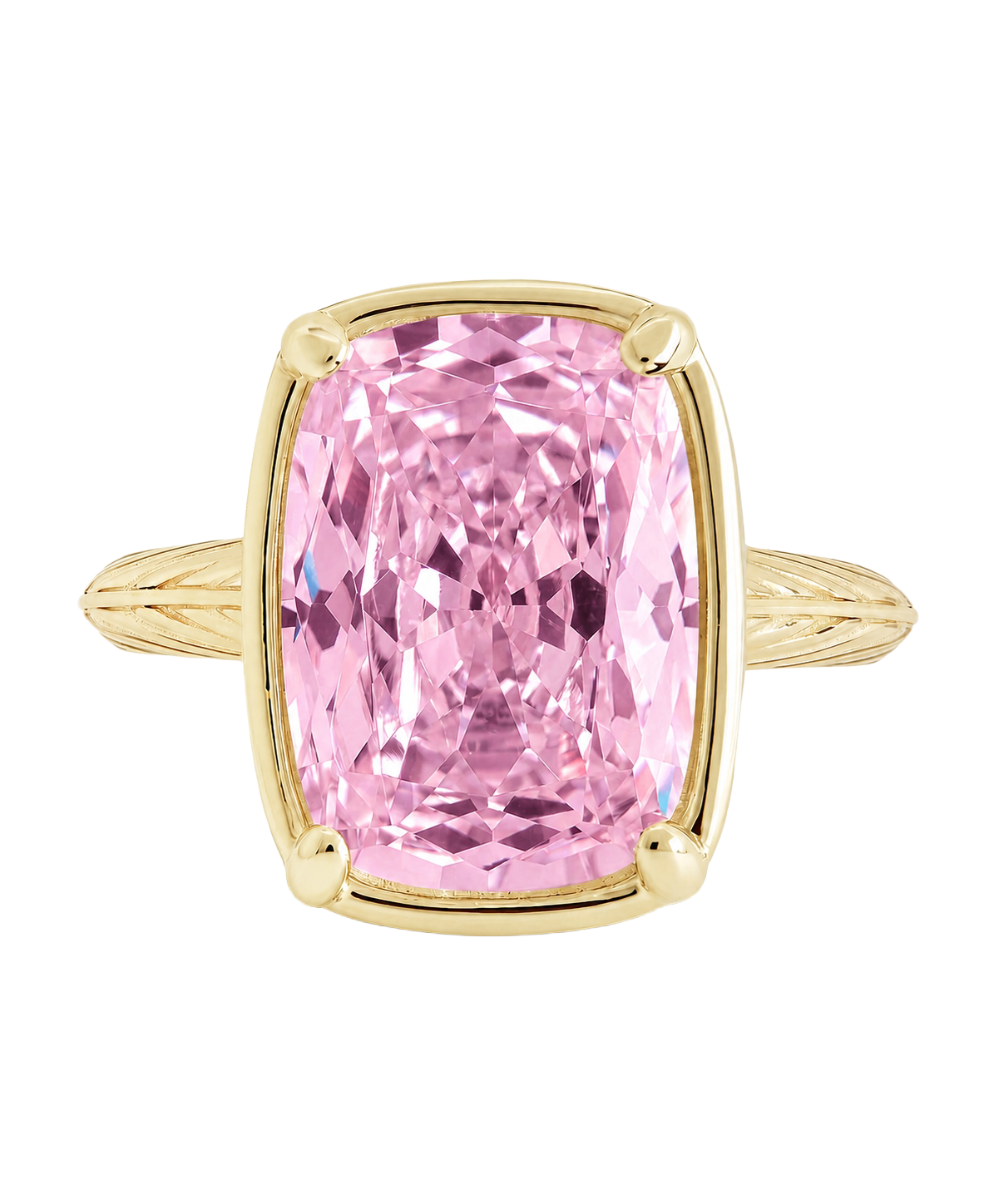Sterling Silver Midi Elongated Cushion Pink Sapphire CZ Ring