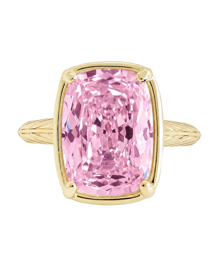 Sterling Silver Midi Elongated Cushion Pink Sapphire CZ Ring