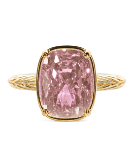 Sterling Silver Midi Elongated Cushion Pink Sapphire CZ Ring