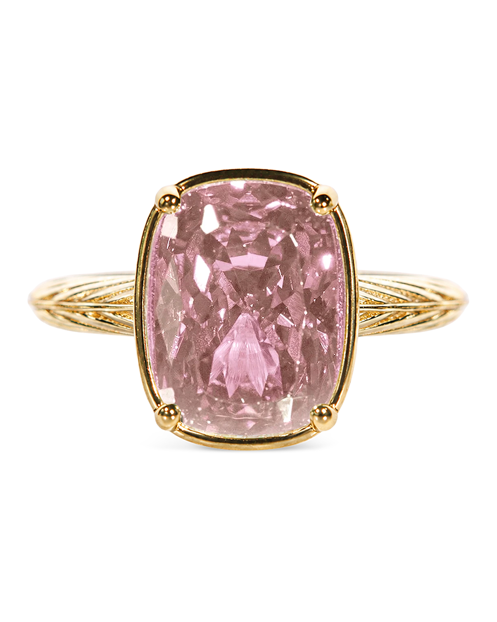 Sterling Silver Midi Elongated Cushion Pink Sapphire CZ Ring
