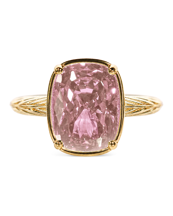 Sterling Silver Midi Elongated Cushion Pink Sapphire CZ Ring