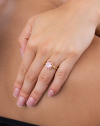 Sterling Silver Midi Elongated Cushion Pink Sapphire CZ Ring