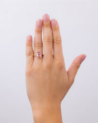 Sterling Silver Midi Elongated Cushion Pink Sapphire CZ Ring