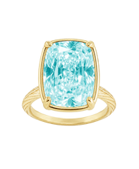 Sterling Silver Midi Elongated Cushion Aquamarine CZ Ring