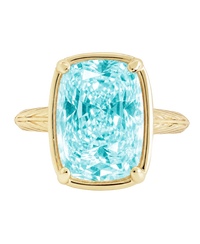Sterling Silver Midi Elongated Cushion Aquamarine CZ Ring