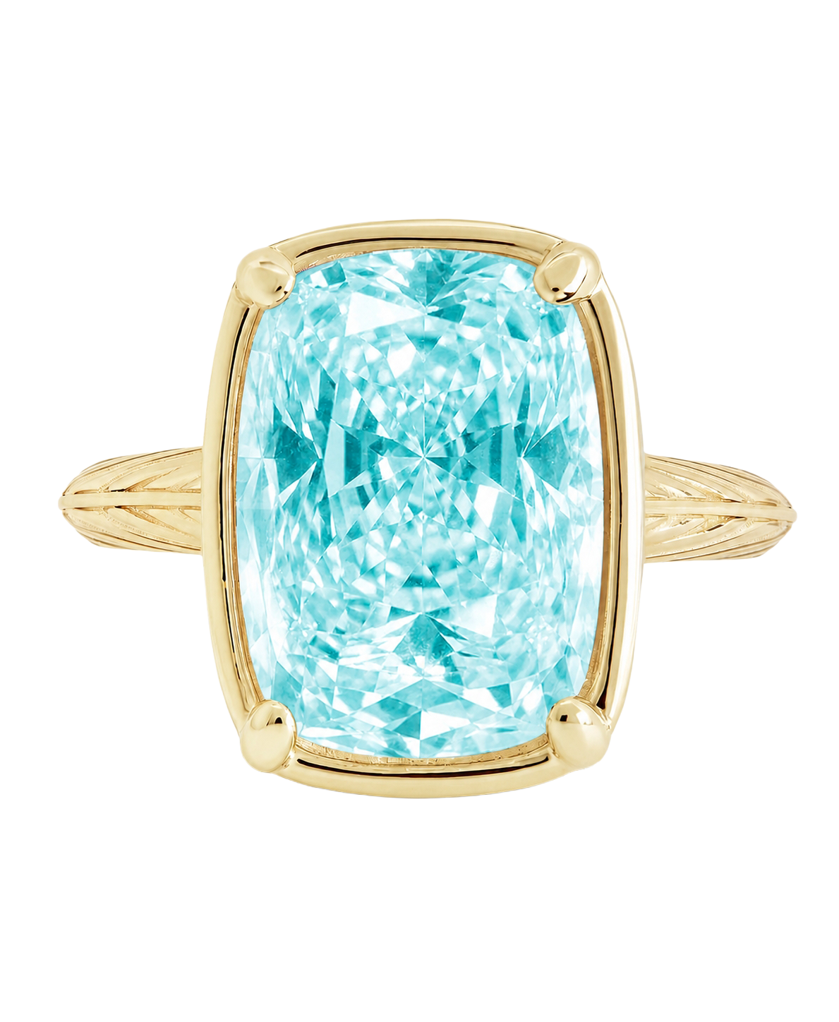 Sterling Silver Midi Elongated Cushion Aquamarine CZ Ring