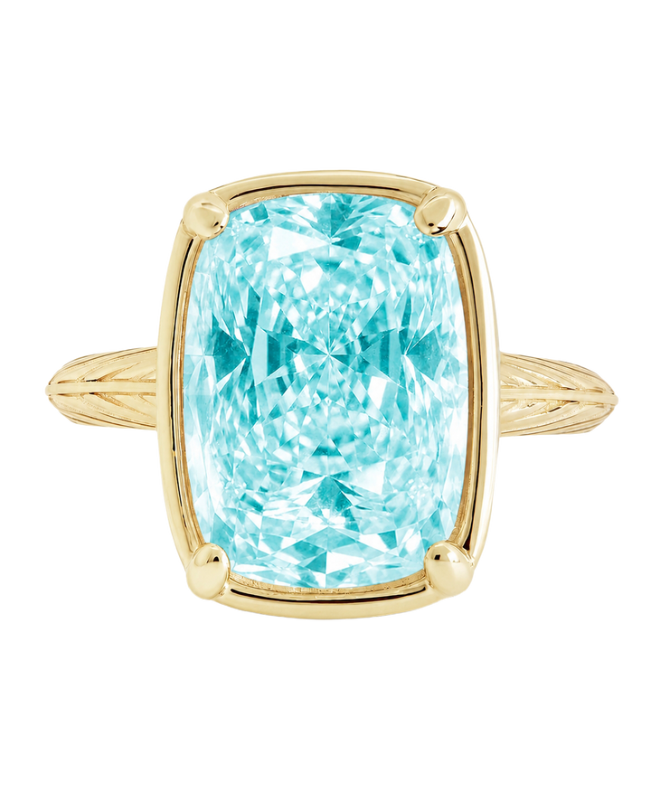 Sterling Silver Midi Elongated Cushion Aquamarine CZ Ring
