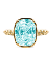 Sterling Silver Midi Elongated Cushion Aquamarine CZ Ring