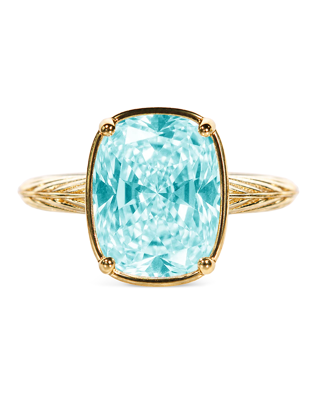 Sterling Silver Midi Elongated Cushion Aquamarine CZ Ring